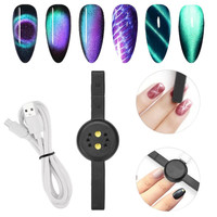 Изображение  LED лампа на USB с магнитом 2 в 1 для сушки и дизайна ногтей "Кошачий Глаз" Черный