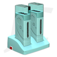 Изображение  Двойной кассетный воскоплав F4 (LOVE CRAZY) для депиляции, 40 Вт. Бирюзовый, Объем (мл, г): 100, Цвет: бирюзовый