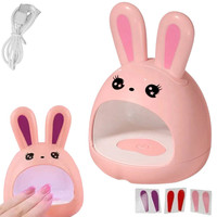 Изображение  Портативная мини лампа "Милый зайчик" для сушки ногтей, верхних форм, гелевых типс, декора (на USB), 24 Вт. Розовый