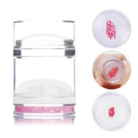 Зображення  Подвійний штамп для стемпінгу "Зефірка" зі стразами + 2 скрапера Рожевий