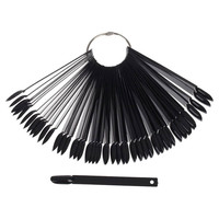 Изображение  Палитра - веер на кольце (50 типс, 12.3 см) "Миндаль" для демонстрации гель-лаков и дизайнов. Черный