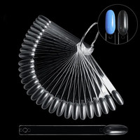 Изображение  Палитра - веер на кольце (50 типс, 12.3 см) "Миндаль" для демонстрации гель-лаков и дизайнов. Прозрачный