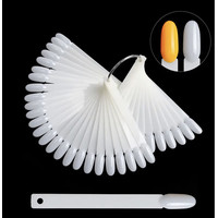 Изображение  Палитра - веер на кольце (50 типс, 12.3 см) "Миндаль" для демонстрации гель-лаков и дизайнов. Молочный