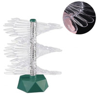 Зображення  Палітра-віяло Oval з прозорими тіпсами на підставці для фарбування гель лаків, 60 шт Зелений/ Green