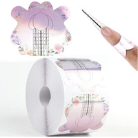 Зображення  Форми одноразові (300 шт. в рулоні) "Квітка ніжно-рожева" (паперові) для нарощування нігтів