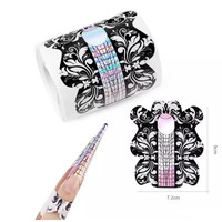 Зображення  Форми одноразові (300 шт. у рулоні) "Чорний з білим хамелеон" (візерунки) для нарощування нігтів