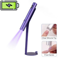 Зображення  UV/LED лампа Led 3 для сушіння нігтів, верхніх форм, декору - на акумуляторі та магнітній підставці (фіолетова)