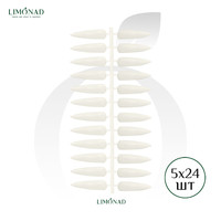 Изображение  Палитра линейка Стилет Молочный 5 пластин по 24 типсы