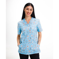 Изображение  Медицинская рубашка женская Топаз принт Dentistry blue р. 42, "БЕЛЫЙ ХАЛАТ" 502-333-940, Размер: 42, Цвет: dentistry blue