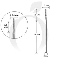 Зображення  Фреза твердосплавна Titan Steel Component Bit 12 циліндр закруглений 1.5/7.5 мм