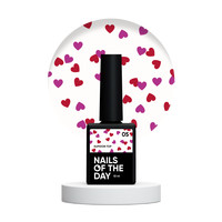Зображення  Nails of the Day Kupidon top 05 – топ з насичено червоними та малиновими сердечками, 10 мл, Об'єм (мл, г): 10, Колір: 05