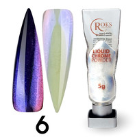 Зображення  Рідка втірка для нігтів Roks Liquid Chrome Powder №6, 5 г, Об'єм (мл, г): 5, Колір: 06