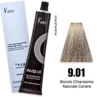Зображення  Крем-фарба для волосся Kezy Involve Color 9.01 Ash Natural Very Light Blond (натуральний дуже світлий блонд попелястий), 100 мл, Об'єм (мл, г): 100, Колір: 9.01