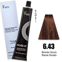 Зображення  Крем-фарба для волосся Kezy Involve Color 6.43 Golden Copper Dark Blond L (темний блонд золотисто-мідний), 100 мл, Об'єм (мл, г): 100, Колір: 6.43