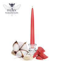 Изображение  Свеча маканая №3 из пчелиного воска красная 18 см диаметр 2 см, 1 шт