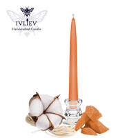 Изображение  Свеча маканая №3 из пчелиного воска оранжевая 18 см диаметр 2 см, 1 шт