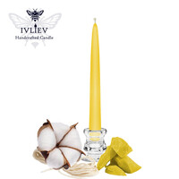 Изображение  Свеча маканая №3 из пчелиного воска желтая 18 см диаметр 2 см, 1 шт