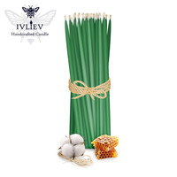 Зображення  Свічка макана із бджолиного воску зелена 25 см, 10 шт, Кількість в упаковці (шт): 10