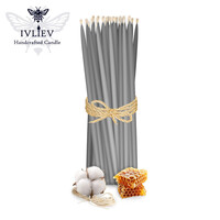 Зображення  Свічка макана із бджолиного воску сіра 18 см, 50 шт, Кількість в упаковці (шт): 50