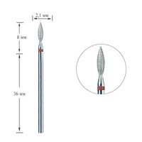 Зображення  Фреза алмазна Touch 021 H0210D-F полум'я гостре червоне 2.1/8 мм