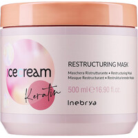 Зображення  Відновлювальна маска для волосся з кератином Inebrya Ice Cream Keratin Restructuring Mask, 500 мл, Об'єм (мл, г): 500