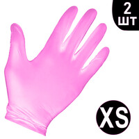 Изображение  Перчатки нитриловые неопудренные розовые 2 шт, XS