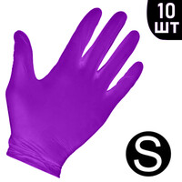 Изображение  Перчатки нитриловые неопудренные фиолетовые 10 шт, S