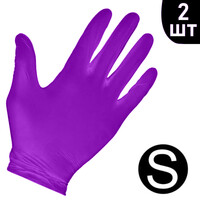Изображение  Перчатки нитриловые неопудренные фиолетовые 2 шт, S