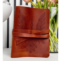 Изображение  Кожаный блокнот Professional Journals «Птица-Герб» (модель Аляска), коньяк, Цвет: cognac