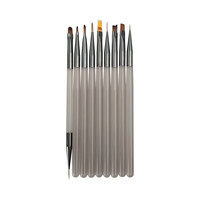 Зображення  Набір пензликів для манікюру для гелю та лайнер сірі, 9 шт