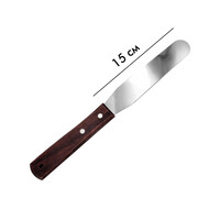 Изображение  Шпатель для шугаринга металлический с деревянной ручкой, 15 см