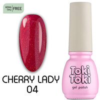 Зображення  Гель-лак Toki-Toki Cherry Lady CL04 з блискітками малиновий перламутровий, 5 мл, Об'єм (мл, г): 5, Колір: 04