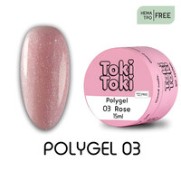 Зображення  Полігель з шиммером Toki-Toki Polygel 03 Rose романтичний рожевий, 15 мл, Об'єм (мл, г): 15, Колір: 03