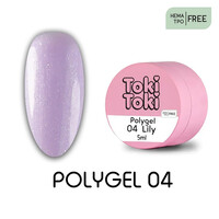 Зображення  Полігель з шиммером Toki-Toki Polygel 04 Lily м’який пастельно-бузковий, 5 мл, Об'єм (мл, г): 5, Колір: 04