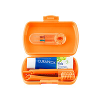 Изображение  Набор дорожный детский для зубов Curaprox Travel Set Kids, оранжевый, Цвет: Orange
