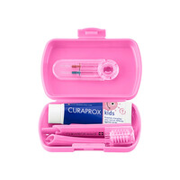 Изображение  Набор дорожный детский для зубов Curaprox Travel Set Kids, розовый, Цвет: Pink