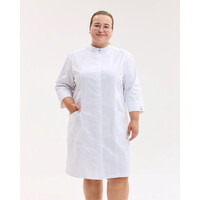 Зображення  Медичний халат жіночий Валенсія білий з м'ятною прострочкою +SIZE р. 68, "БІЛИЙ ХАЛАТ" 594-324-679, Розмір: 68, Цвет: білий