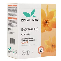 Изображение  Концентрированный бесфосфатный стиральный порошок Delamark Color, 1 кг (4820152330499), Объем (мл, г): 1000