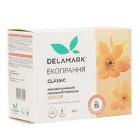 Зображення  Концентрований безфосфатний пральний порошок Delamark Color, 500 г (4820152330055), Об'єм (мл, г): 500