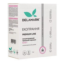 Зображення  Концентрований безфосфатний пральний порошок Delamark Premium Line Baby з ефектом кондиціонера, 1 кг (4820152330987)