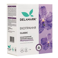 Изображение  Концентрированный бесфосфатный стиральный порошок Delamark Professional, 1 кг (4820152330093), Объем (мл, г): 1000