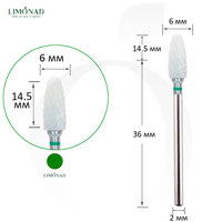 Изображение  Фреза керамическая кукуруза зеленая 6 мм, рабочая часть 14.5 мм