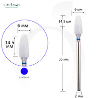 Изображение  Фреза керамическая кукуруза синяя 6 мм, рабочая часть 14.5 мм