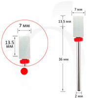 Изображение  Фреза керамическая цилиндр красная 7 мм, рабочая часть 13.5 мм