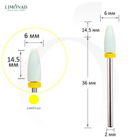 Изображение  Фреза керамическая кукуруза желтая 6 мм, рабочая часть 14.5 мм
