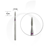 Изображение  Фреза алмазная Staleks FA11B016/8, пламя острое синяя диаметр 1,6 мм, рабочая часть 8 мм