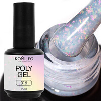 Изображение  Жидкий гель с поталью Komilfo PolyGel 016, 15 мл, Объем (мл, г): 15, Цвет: 016