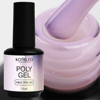 Изображение  Жидкий гель Komilfo PolyGel 001 Milky Pink, 15 мл, Объем (мл, г): 15, Цвет: 001