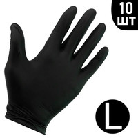Зображення  Рукавички нітрилові непудровані чорні 10 шт, L, Розмір рукавичок: L