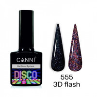 Зображення  Світловідбивний гель-лак Disco 3D flash CANNI №555 нічний феєрверк, 7,3мл, Об'єм (мл, г): 7.3, Колір: 555
